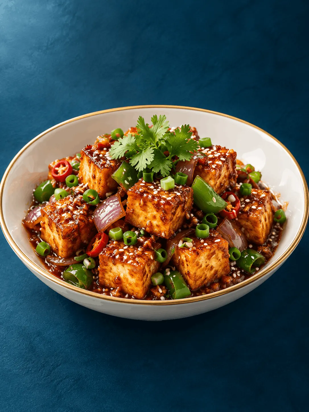 Paneer Manchurian with capsicum and spring onion