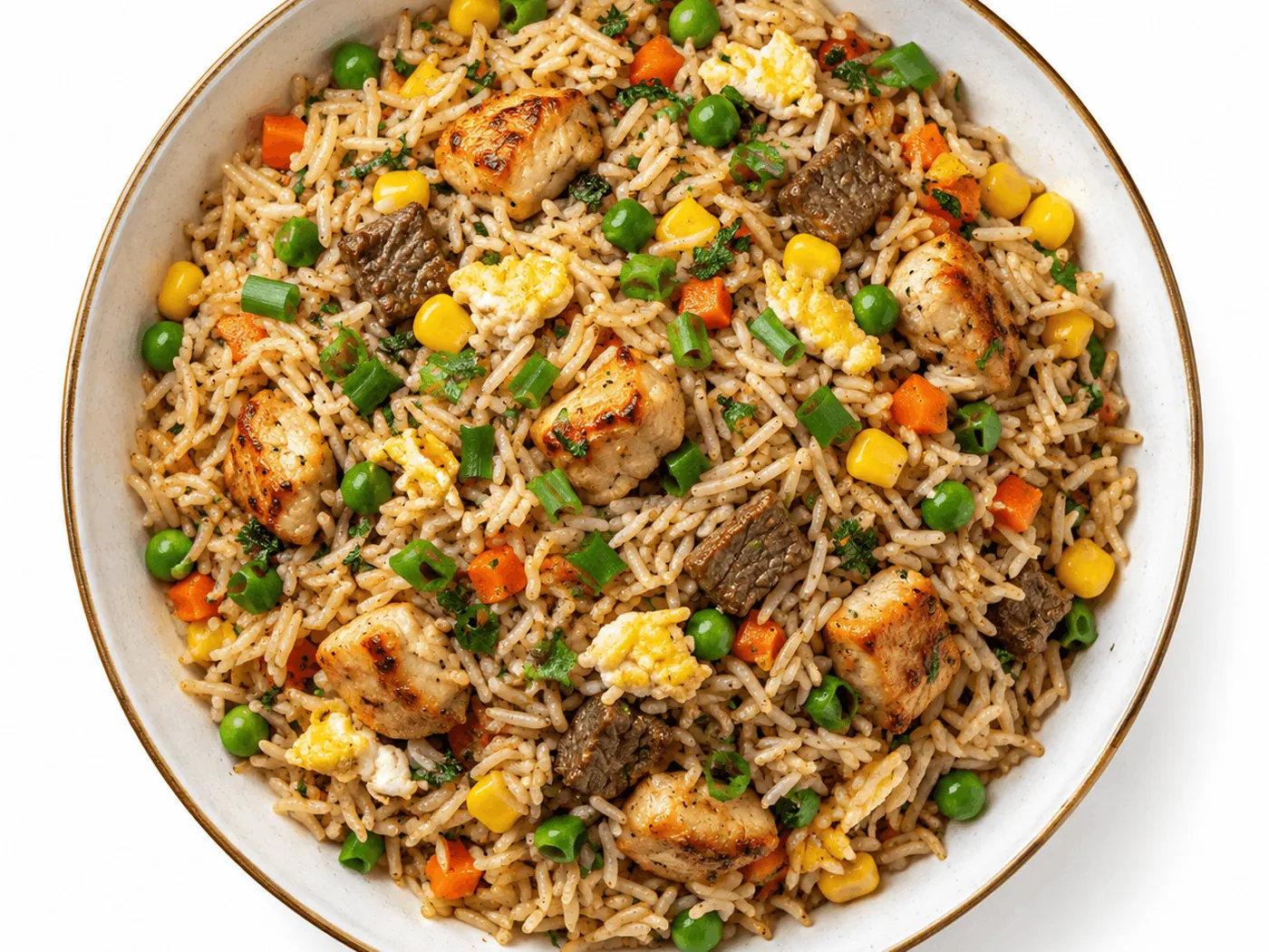 Mix fried rice, tossed in the King Chef Chinese kitchen